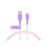 MOTTERU バイカラーシリコン USB-A to USB-Cケーブル(1．0m) ピンクライラック MOT-BCAC100-PC