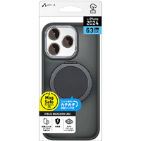 エアージェイ iPhone 16 Pro用MAGSAFE対応カチカチ回転リングスタンドクリアケース シルバー AC-P24P-MRS GY