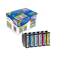 JIT EPSON用リサイクルインクカートリッジ 6色セット ブラックのみ増量 ブラック、シアン、マゼンタ、イエロー、ライトシアン、ライトマゼンタ JIT-EKAM6PM