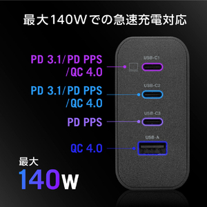 ASUS ROG 140W USB-C GaN CHARGER ブラック ROG_GAN_140W-イメージ9