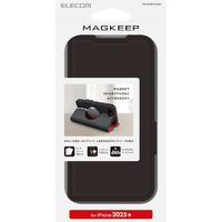 エレコム iPhone17e/16e用 ソフトレザーケース 薄型 磁石付 MAGKEEP ブラック PM-A25SPLFMGBK