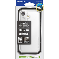 エレコム iPhone 16用ハイブリッドケース ガラス スタンダード クリア PM-A24AHVCG1CR