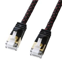 サンワサプライ つめ折れ防止カテゴリ7細径メッシュLANケーブル(10m) ブラック＆レッド KB-T7ME-10BKR