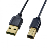 サンワサプライ 極細USBケーブル(USB2.0 A-Bタイプ・2m) ブラック KU20-SL20BKK