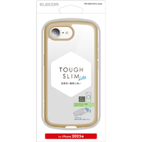 エレコム iPhone17e/16e用 TOUGH SLIM LITE ケース フレームカラー メタルステッカー付 カフェオレ PM-A25STSLFCBE