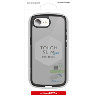 エレコム iPhone17e/16e用 TOUGH SLIM LITE ケース フレームカラー マットブラック メタルステッカー付 マットブラック PM-A25STSLFCBKM