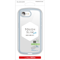 エレコム iPhone17e/16e用 TOUGH SLIM LITE ケース フレームカラー メタルステッカー付 ライトブルー PM-A25STSLFCBU