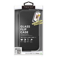 PGA iPhone 16e用ガラスフリップケース ブラック PG-25KGF01BK