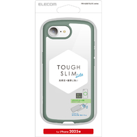 エレコム iPhone17e/16e用 TOUGH SLIM LITE ケース フレームカラー メタルステッカー付 グリーン PM-A25STSLFCGN