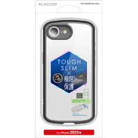エレコム iPhone17e/16e用 TOUGH SLIM LITE ケース フレームカラー 極限 メタルステッカー付 ブラック PM-A25STSLFCKBK