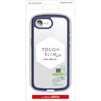 エレコム iPhone17e/16e用 TOUGH SLIM LITE ケース フレームカラー メタルステッカー付 ネイビー PM-A25STSLFCNV
