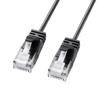 サンワサプライ カテゴリ6A極細LANケーブル(0．5m) ブラック KB-SL6A-005BK