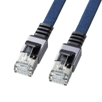 サンワサプライ カテゴリ6AメッシュフラットLANケーブル(10m) ブルー KB-FL6AME-10BL