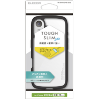 エレコム iPhone 16用TOUGH SLIM LITE ハイブリッドケース フレームカラー シルキークリア ブラック PM-A24ATSLFCSBK