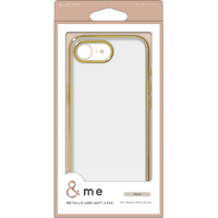 エレコム iPhone17e/16e用 &me ソフトケース メタリックライン グレージュ PM-A25SUCTMLGB
