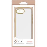 エレコム iPhone17e/16e用 &me ソフトケース メタリックライン ペールピンク PM-A25SUCTMLPN