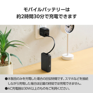 エレコム ケーブル一体型モバイルバッテリー(10000mAh/30W) ブラック DE-C71L-10000BK-イメージ8