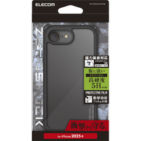 エレコム iPhone17e/16e用 ZEROSHOCK ケース フレームカラー メタルステッカー付 ブラック PM-A25SZEROFCBK