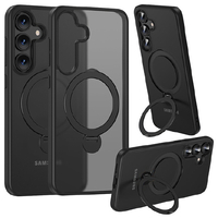 ラスタバナナ Galaxy S25用ZEROSAFE SHAFT ワイヤレス充電対応 360°回転スタンドケース フロストブラック 8748GS25ZSFSBK