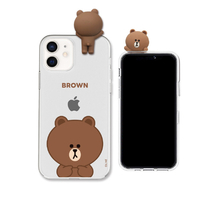 LINE FRIENDS iPhone 12 mini用フィギュア付きソフトクリアケース BASIC BROWN KCE-CSG365