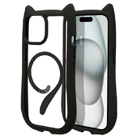 ラスタバナナ iPhone 15/14/13用猫耳MagSafe対応ハイブリッドケース TPU×PC mimi ブラック 8346IP361HPMBK