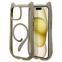 ラスタバナナ iPhone 15/14/13用猫耳MagSafe対応ハイブリッドケース TPU×PC mimi トープ 8347IP361HPMTA