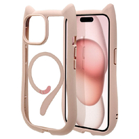 ラスタバナナ iPhone 15/14/13用猫耳MagSafe対応ハイブリッドケース TPU×PC mimi スモーキーピンク 8348IP361HPMSPK