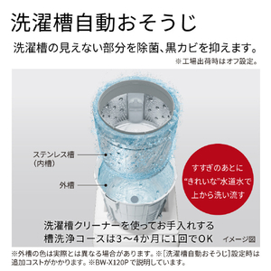 日立 全自動洗濯機 ビートウォッシュ ホワイト BW-X120P W-イメージ9