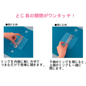 コクヨ リングファイル〈スリムスタイル〉クリアカラー A4タテ 背幅27 ライトグリーン F878018-ﾌ-URFC420LG-イメージ5