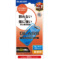 エレコム iPhone17e/16e用 ガラスライクフィルム 薄型 高透明 ブルーライトカット PM-A25SFLGLBL