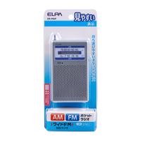 エルパ AM/FMポケットラジオ グレー ER-P60F