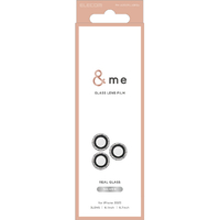 エレコム iPhone 15 Pro/15 Pro Max用&me カメラレンズガラスフィルム シルバー PM-A23CFLLGRSV