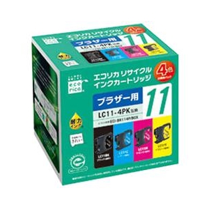 エコリカ リサイクルインクカートリッジ 4色パック 4色セット(ブラック/シアン/マゼンタ/イエロー) ECI-BR114P/BOX-イメージ1