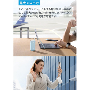 Anker Power Bank (10000mAh, Fusion, Built-In USB-C ケーブル) ブルー A1637N31-イメージ3