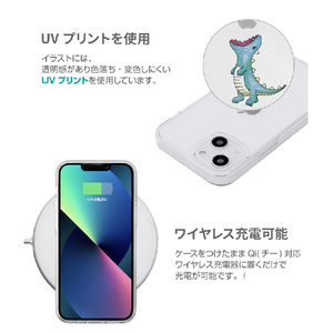 AKAN iPhone 13用ソフトクリアケース はらぺこザウルス ピンク AK20978I13-イメージ9