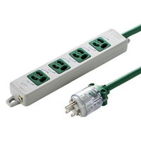サンワサプライ 医用接地プラグ付き電源タップ (3P・4個口・3m) グリーン TAP-HPM4-3G
