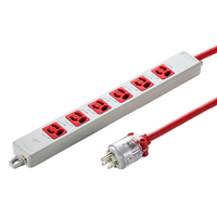 サンワサプライ 医用接地プラグ付き電源タップ(3P・6個口・1m) レッド TAP-HPM6-1R
