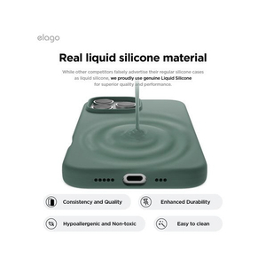 elago iPhone16Pro用シリコンケｰス ミッドナイトグリーン EL_IPRCSSCS3_GN-イメージ4